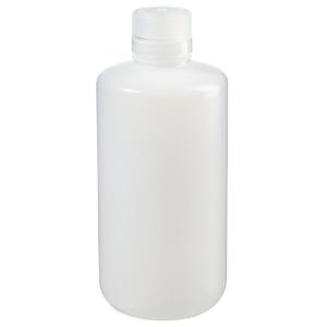 Narrow-mouth natural HDPE packaging bottles with closure bulk pack