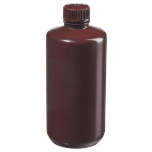 Narrow-mouth opaque amber HDPE packaging bottles with closure bulk pack