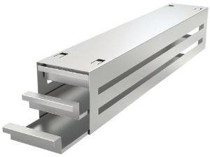 Racks for upright freezers, slide boxes