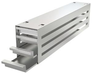 Racks for upright freezers, slide boxes